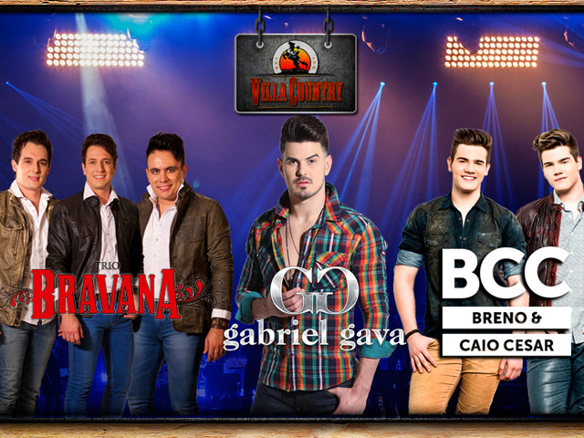 Festival Sertanejo trará ao palco da Villa Country o Trio Bravana, às 23h, a dupla Breno e Caio César, a 1h, e Gabriel Gava, às 3h