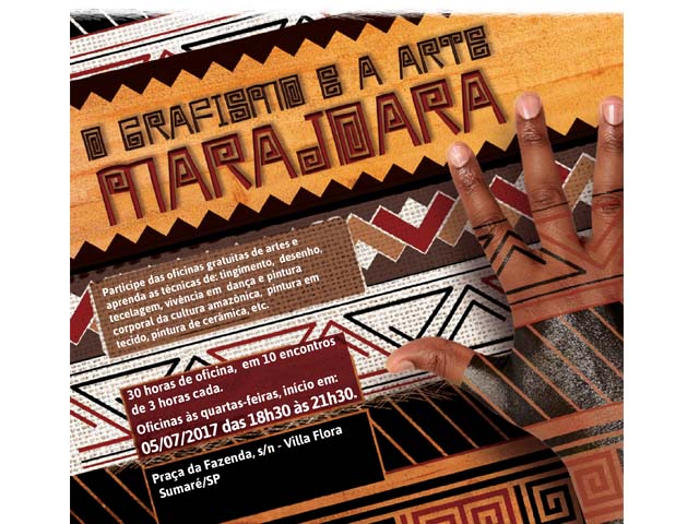 As oficinas “O Grafismo e a Arte Marajoara” tem o objetivo de divulgar a cultura Marajoara visual ao mesmo tempo que capacita seus participantes a desenvolverem seu potencial artístico e criativo