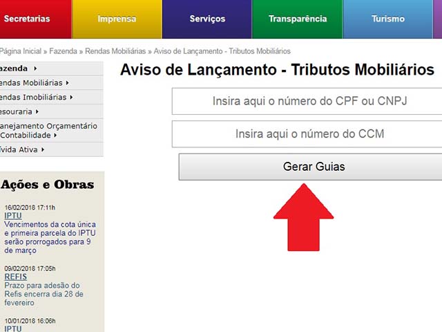 Site da Prefeitura