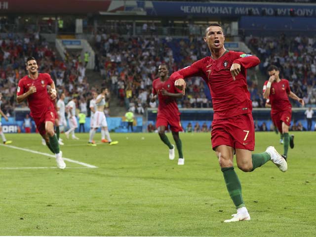Copa 2018: Portugal e Espanha - Cristiano Ronaldo de Portugal faz seu terceiro gol