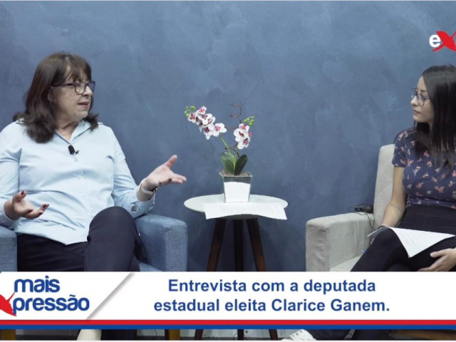 A deputada estadual eleita por Indaiatuba, Clarice Ganem (Podemos), durante entrevista à Rayane Lins