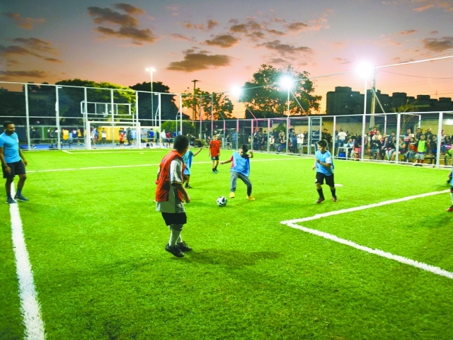 A inauguração contou com a participação dos alunos do projeto Esporte Cidadão