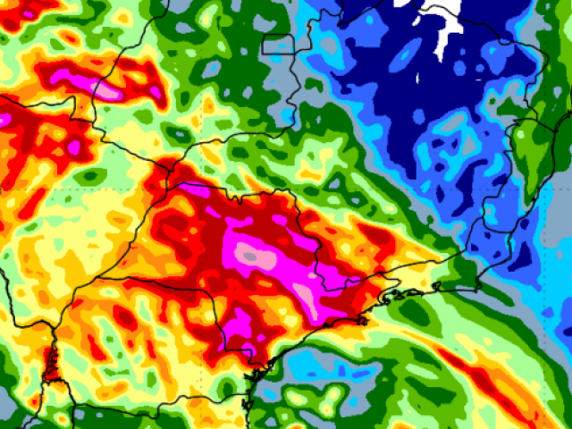 – Simulação do modelo COSMO/INMET para o acumulado de chuva dos próximos dias.