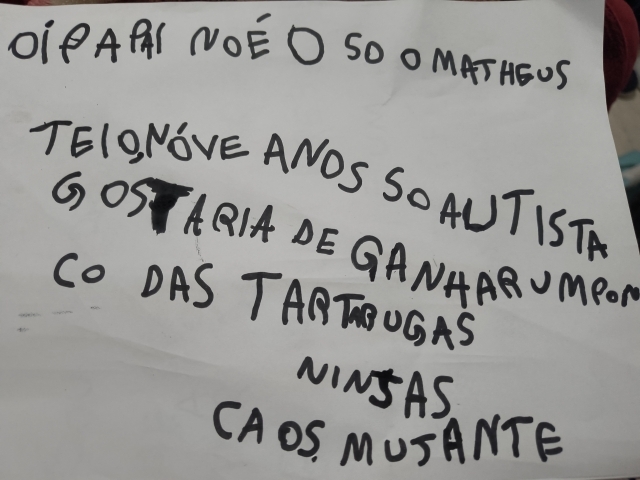 Cartinha de uma criança de Itu 