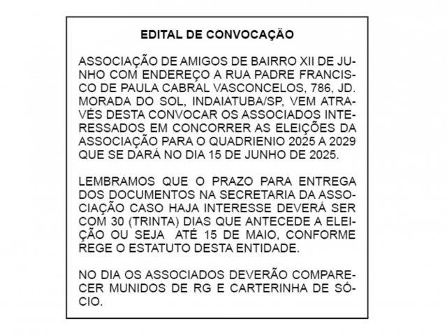 EDITAL DE CONVOCAÇÃO