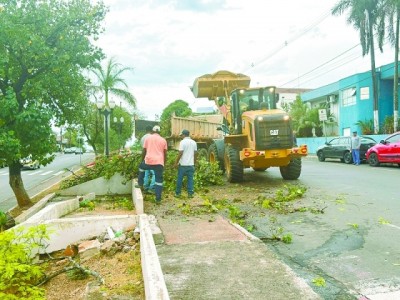 Chuva forte causa estragos em Monte Mor com destelhamentos e quedas de árvores