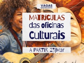 Secretaria de Cultura abre inscrições para vagas remanescentes das Oficinas Culturais
