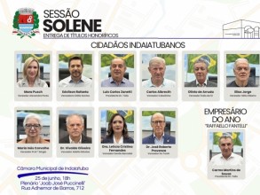 Câmara realiza Sessão Solene de entrega de Títulos Honoríficos no dia 25 de junho