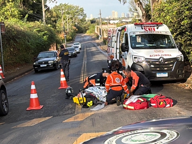 Motociclista sofre fratura após queda em estrada de Indaiatuba